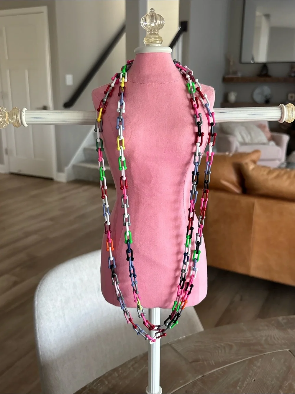 Karli Buxton Colorful Multi-Chain Link Necklace — Pink, Green, Yellow & More